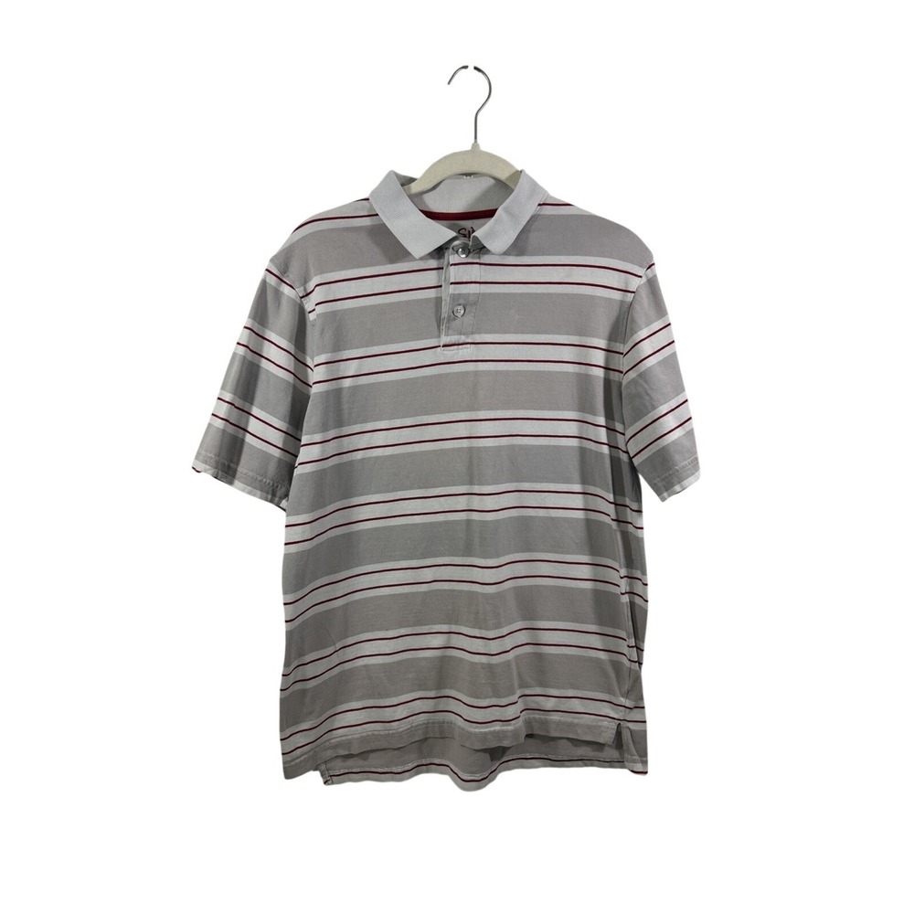 Sideout Men Large Gray Red Polo Shirt Short Sleeves 100% Cotton